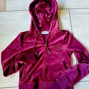 ICONS CLASSIC COTTON VELOUR HOODIE in color WINE